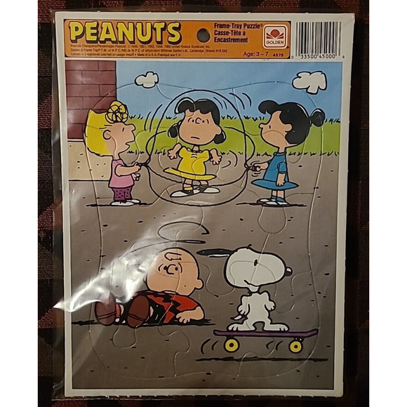 Golden Other - Vintage Peanuts Charlie Brown Lucy Snoopy Sally Golden Frame-Tray 12 pc Puzzle